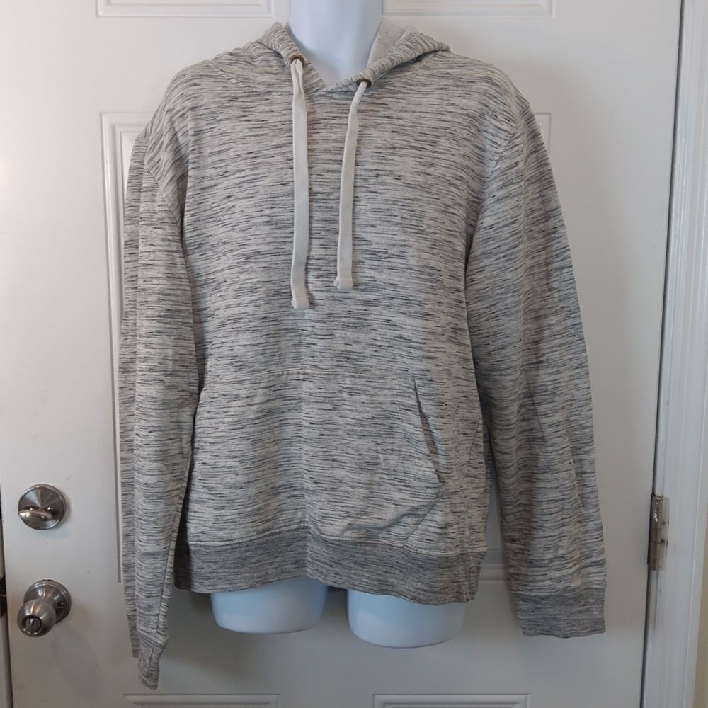 Libertador white  gray and black speckled hoodie with kangaroo pocket